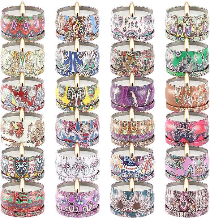 Scented Candles - 2.5 oz Aromatherapy Candle Gift Sets - Soy Wax with Essential Oil -Wonderful Gifts for Women Mother Friends Coworkers, 24 Pack