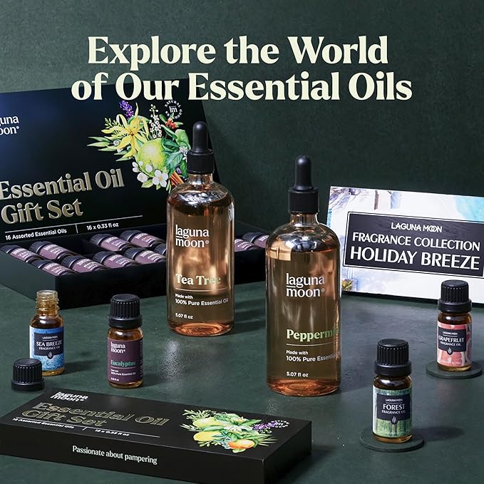 Lagunamoon Summer Essential Oils Set - Holiday Breeze Gift Set for Diffusers, Home Care, Candle Making, Fragrance, Aromatherapy, Humidifiers, Gifts - Coconut, Pineapple, and Grapefruit (10ml)