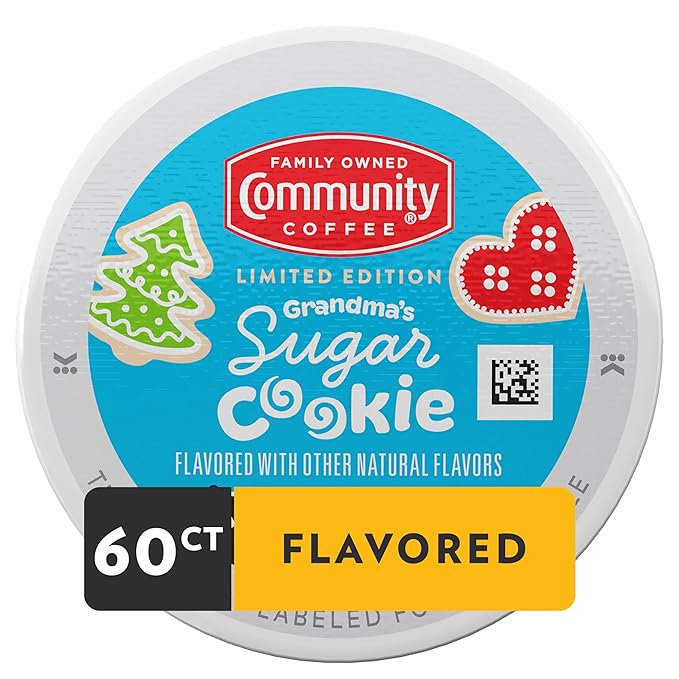 Community Coffee Grandma's Sugar Cookie Keurig K-Cup Pods, Limited Edition Holiday Flavor, Natural Ingredients, 10 Count (Pack of 6)