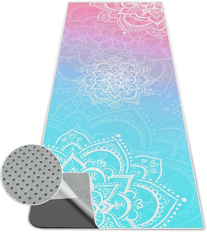 alissgorat Yoga Towel,Absorbent Yoga Mat Towel for Hot Yoga Non Slip,Stylish Prints,Ideal for Workouts,Hot Yoga,Bikram,Pilates Equipment,72 x 27 in,Gradient Mandala