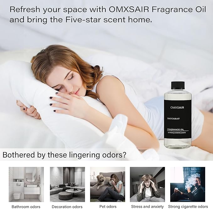 Baccarat Hotel Diffuser Oil Inspired by Baccarat 17.6 Fl Oz(500ml) - Hotel Fragrance Diffuser Oil & Home Luxury Scents - Saffron, Cedar,Ambergris Essential Oils Blend for Aromatherapy Diffuser