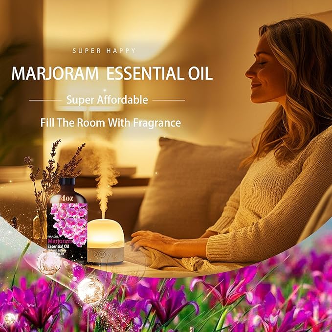 Marjoram Essential Oil, Marjoram Oil 4 Fl Oz 120ML for Diffuser Humidifier Yoga Cleaning DIY Candle Soap Making Perfume Gift for Women Essential Oils