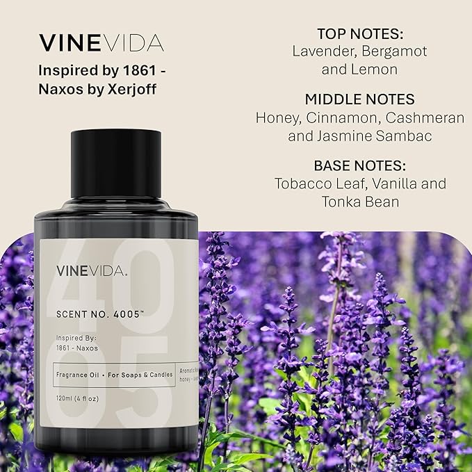VINEVIDA [16oz] 1861 - Naxos Fragrance Oil for Candle Making - Natural Candle Oil Scents - Soap Making Essential Oil - Made in USA