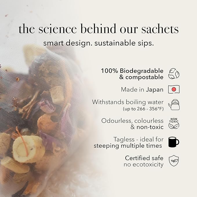 qìsane Organic Peppermint Tea Bags with Loquat Leaves - Whole Organic Peppermint Leaves, Loquat, Ginger & Balloon Flower Roots - Herbal Tea for Cough Support & Easy Breathing - 10 sachets (~30 cups)