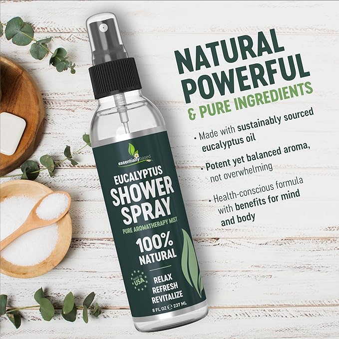 Pure Eucalyptus Shower Spray Big (8oz) - 100% Pure and Organic Oil - Eucalyptus Spray for Shower, Sauna and Spa - Steam Room Oil - Made in USA - Big (8oz)