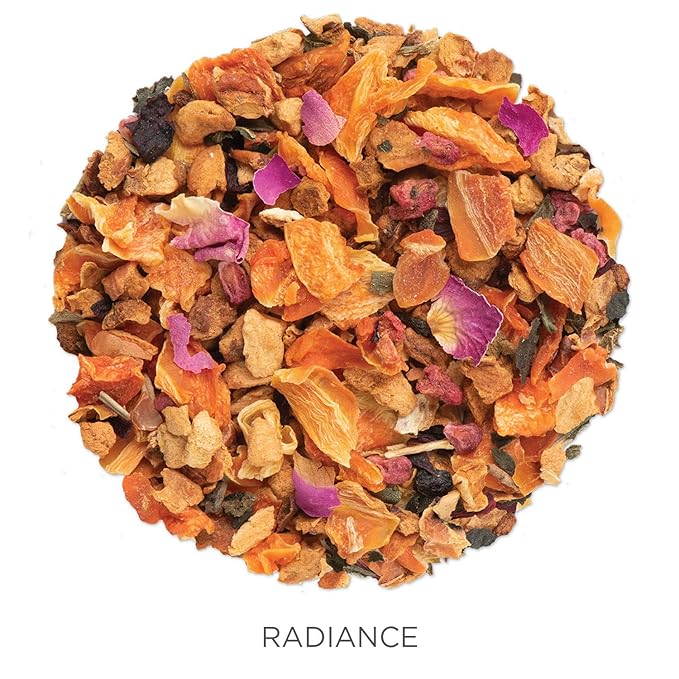 Tea Forte Radiance Premium Organic Loose Leaf Caffeine-Free Herbal Tea Blend Canister, Makes 35-50 Cups