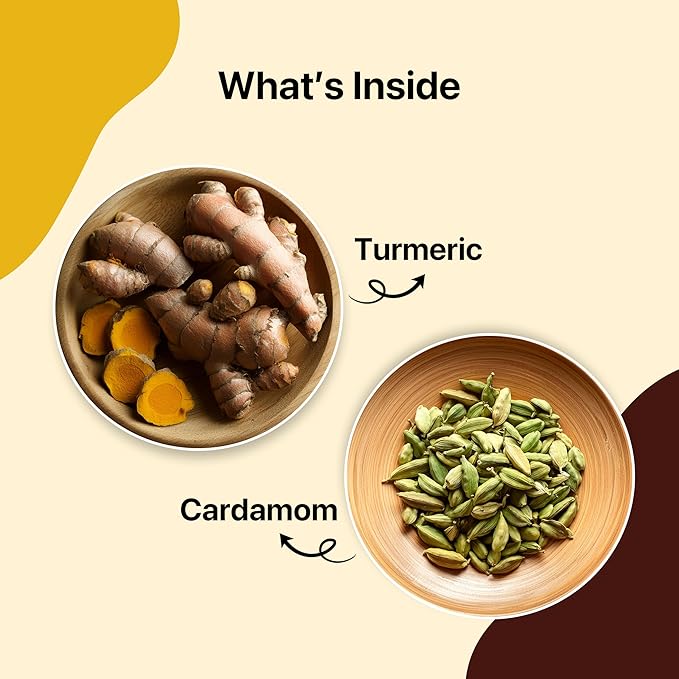 BLUE TEA - Turmeric Tea - Cardamom - 15 Count - Pyramid Plant Based Tea Bag | CURCUMIN RICH - HERBAL BLEND | Detox Tea - Herbal Tea - Caffeine Free - Gluten Free - Earthy Flavor - Healthy | Reusable Tin Pack