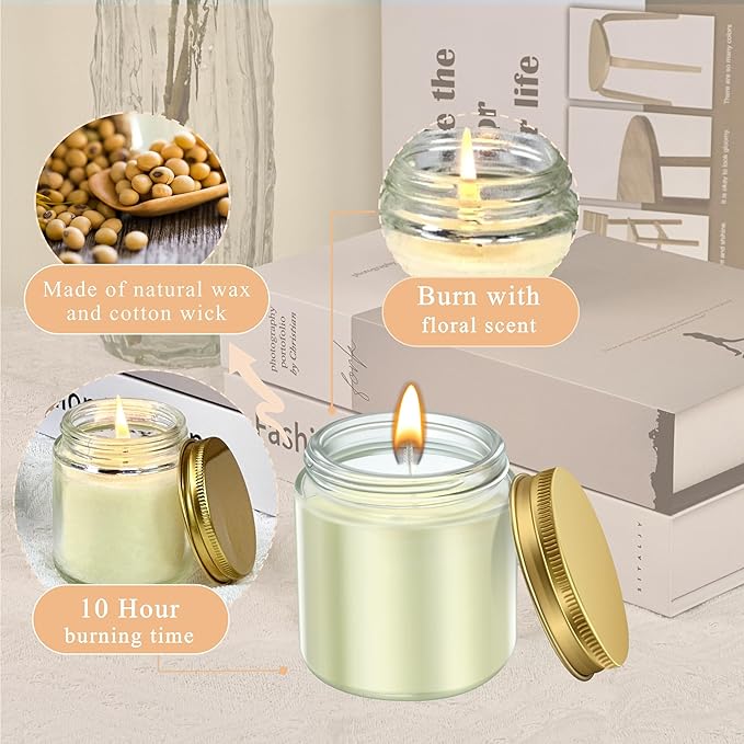 ACITHGL 36 Pcs 4oz Mini Mason Jar Candles Small Scented Candles Bulk Aromatherapy Ideal Souvenir Favors for Wedding Birthday Party (Vanilla, Lilac, Gardenia, Gold)