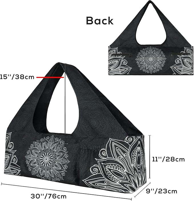 Yoga Mat Bag - Large Yoga Bag with Yoga Mat Strap, Zipper and Pockets - Yoga Bags and Carriers Fits All Your Stuff - Personalized Yoga Mat Bags for Women Fits Most Size Mats