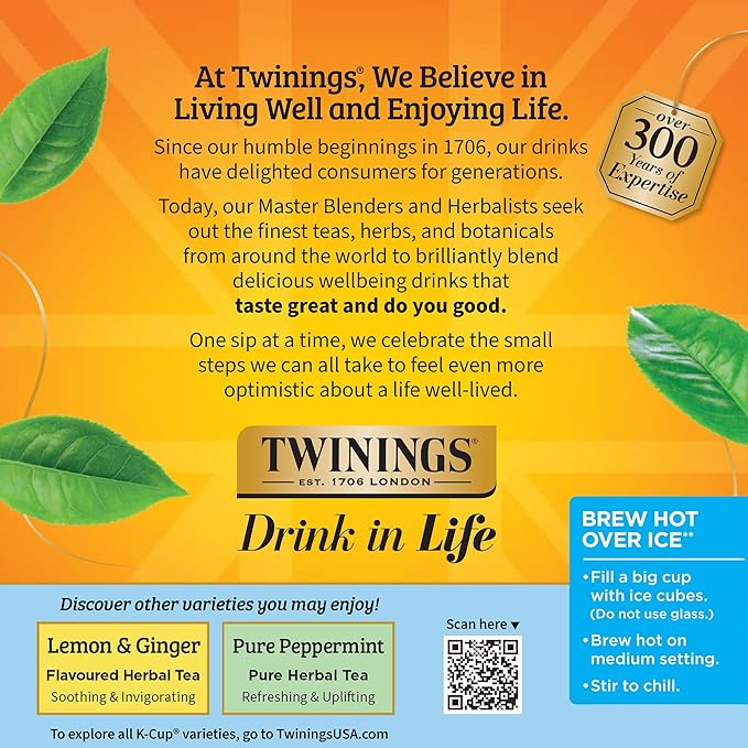 Twinings Pure Camomile Herbal Tea 72 K-Cup Pods for Keurig, 12 Count (Pack of 6), Made with Pure Camomile Blossoms, Naturally Caffeine-Free, Enjoy Hot or Iced