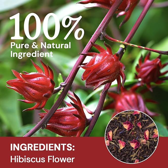 Hibiscus Tea Bags, Hibiscus Flower Herbal Tea - Rich in Vitamin C, Caffeine Free,Sugar Free, 60 Teabags