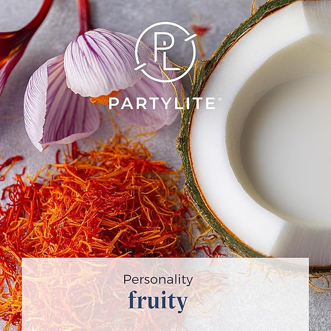 PartyLite 3-Wick Jar Candle, Highly Fragranced Clean Burning Glass Candle, 25-45 Hours Burn Time (Coconut Saffron Daydream)