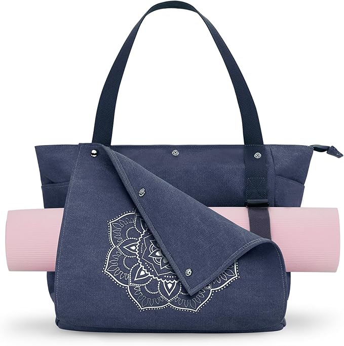 Gonex Yoga Mat Bag, Yoga Gym Bag Tote Bag with Multi Pockets For Women Men, Canvas Yoga Mat Carrier Take in Out Mat Easily For Pilates Travel Workout Office