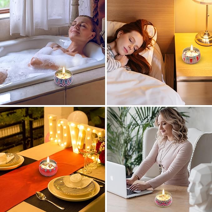 Scented Candle Gift Set – Ideal for Women Her Mum Wife Girlfriend on Mother's Day, Birthday, Christmas, Valentine's, New Home, Spa and Stress Relief