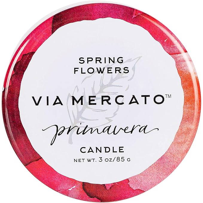 Via Mercato Primavera Spring Collection Mini Candle, 3 oz, Spring Flowers, 85 Gram (6201)