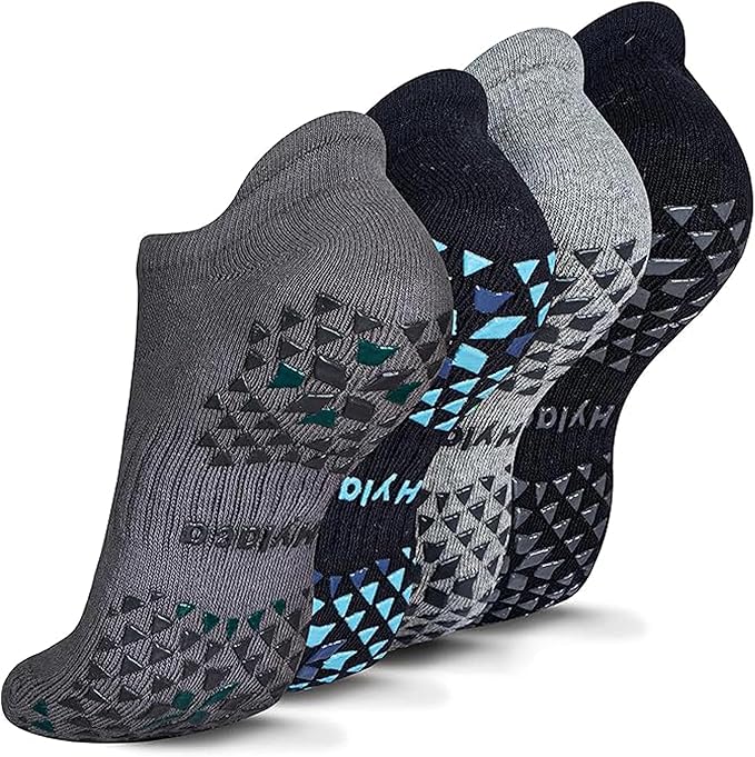 Hylaea Unisex Non Slip Socks with Grip for Yoga, Hospital, Pilates, Barre | Ankle, Cushioned