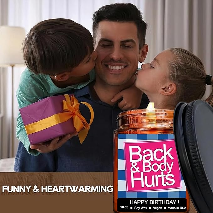 Funny Happy Birthday Candle, Gifts for Women & Men, Birthday Surprise, Birthday Gift Ideas for Her & Him, Back and Body Hurts Candle