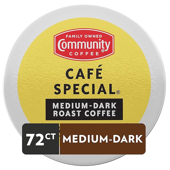 Community Coffee Café Special 72 Count Coffee Pods, Medium-Dark Roast, Compatible with Keurig 2.0 K-Cup Brewers, 72 Count (Pack of 1)