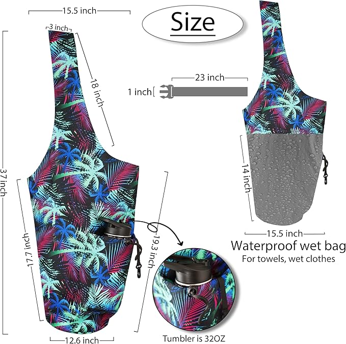 jswuffx Yoga Mat Bag Yoga Tote Bag with Large Waterproof Zipper Pocket and Drawstring Pocket Yoga Mat Bag Carrier Fit Most Size Mats and All You Stuff