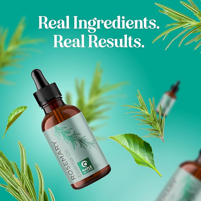 Pure Rosemary Oil for Hair Care - Volumizing Aromatherapy Rosemary Essential Oil for Diffuser Plus Hair Skin and Nail Care - Nourishing Oil for Enhanced Shine and Dry Scalp Care (2oz)
