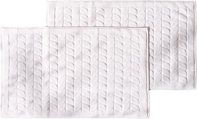 BAGNO MILANO Turkish Bath Towels, Soft Plush Jacquard Luxury Bath Towels, Quick Dry Towel Set (White, 2 Pcs Bathmat Set)