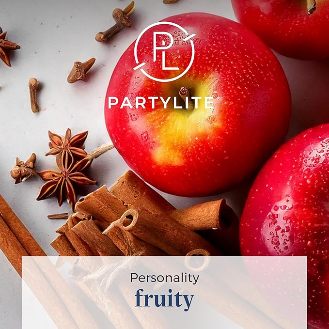PartyLite 3-Wick Jar Candle, Highly Fragranced Clean Burning Glass Candle, 25-45 Hours Burn Time (Cinnamon Apple Cider)