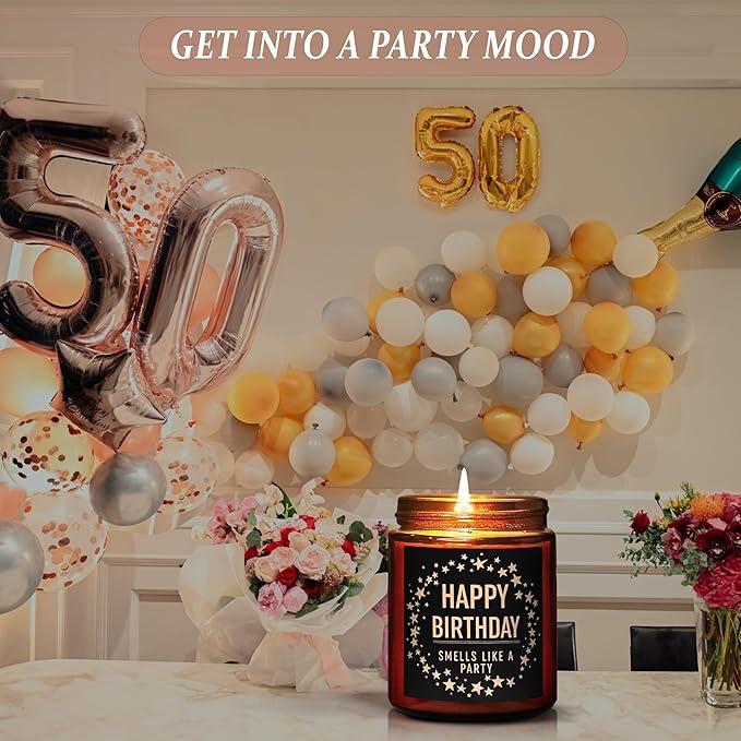 Funny Happy Birthday Gifts for Best Friend Women Men - Birthday Party Candle - Bday Presents for Mom Wife Sister Girlfriend Daughter Coworker - Relaxing Vanilla Ice Cream Soy Candle for Her