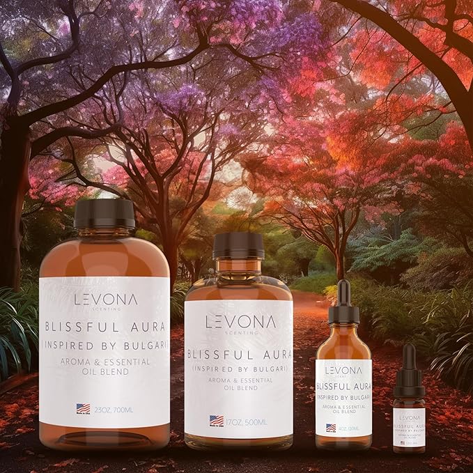 Levona Scent Essential Oils for Diffuser: Blissful Aura Diffuser Oil with Notes of Amber, Musk & Jasmine - Home Luxury Scents for Hotel - Fragrance Oil - 700 Ml Essential Oil