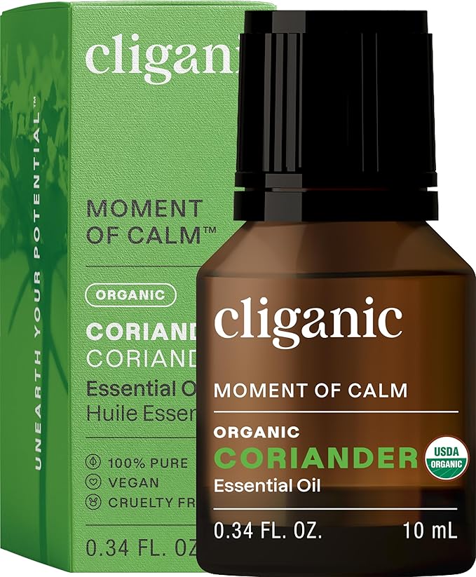 Cliganic Organic Coriander Seed Essential Oil, 100% Pure Natural for Aromatherapy | Non-GMO Verified (Packaging May Vary)