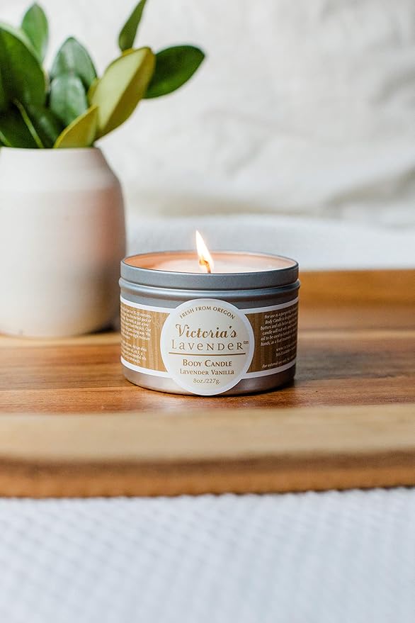 Lavender Massage Oil Candles Gift Box - Soothing & Aromatherapy Candle Turns Into Massage Oil, Made in The USA Candle Rub Wax by Victoria's Lavender - Travel Pack 4 oz Each (Pack of 3)
