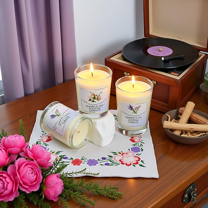 3-Pack Aromatherapy Soy Wax Candles Gift Set, Romantic Home Fragrance, Relaxing Essential Oil Scented Candles for Home, Spa, Yoga, Gifts for Women & Men(3-Pack-Style 1)