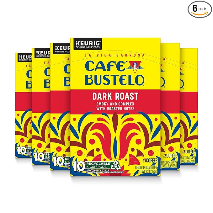 Café Bustelo Dark Roast Coffee, 10 Ct. K-Cup pods (Pack of 6)