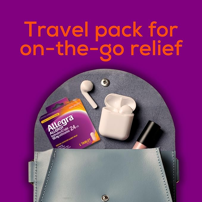 Allegra Adult 24-Hour Allergy Relief Gelcaps, Non-Drowsy Indoor and Outdoor Allergy Medicine, 180 mg Fexofenadine HCI Antihistamine Pill, 60 Count Plus 1 Count Travel Pack