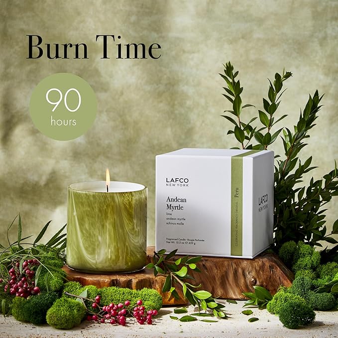LAFCO New York Signature Candle, Andean Myrtle - 15.5 oz - 90-Hour Burn Time - Reusable, Hand Blown Glass Vessel - Made in The USA
