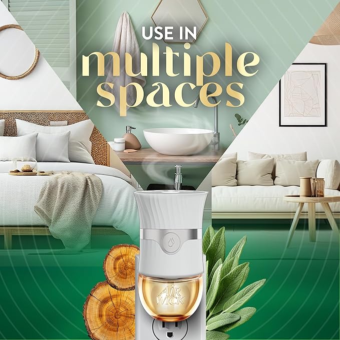 Air Wick Plug in Scented Oil Refill, 5ct, White Sage & Mahogany, Air Freshener, Essential Oils