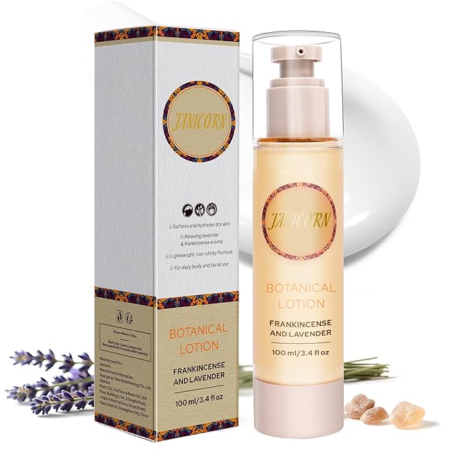 Frankincense & Lavender Aromatherapy Body & Massage Lotion, Hydrating Moisture with a Warm Resinous-Floral Essential Oil Aroma for a Gentle Self-Care Experience, 3.4 fl oz / 100 ml