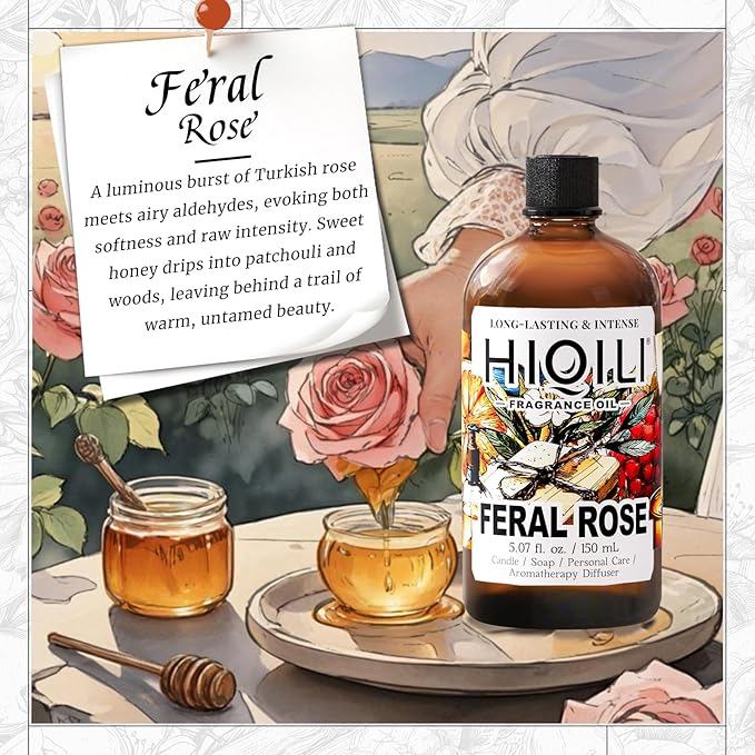 HIQILI Feral Rose Fragrance Oil for Candle Making, Inspired by Gr-Lain ROS.B-Bare, DIY Scented Body Oils, Home Luxury Scents for Essential Oil Diffuser - 5.07 Fl Oz