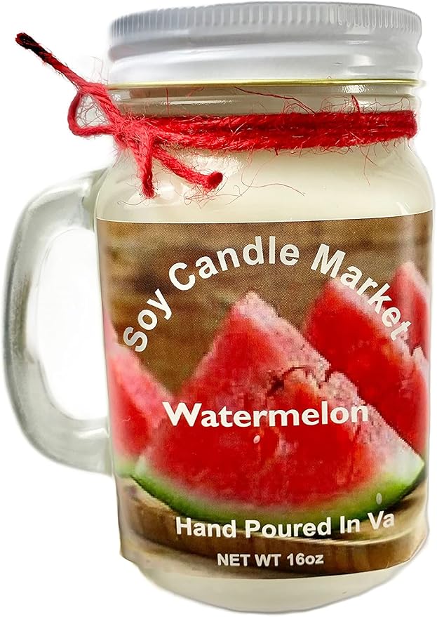 Soy Scented Candles | Handmade & Highly Aromatic Candles Burns Upto 85 Hours in Glass Jar - Perfect for Home Decor, Wedding, Birthday, Dinner (Watermelon, 12 oz)
