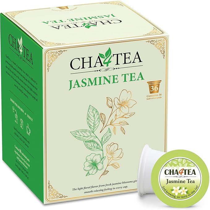 Cha4TEA 36-Count Jasmine Green Tea Pods for Keurig K-Cups Brewers