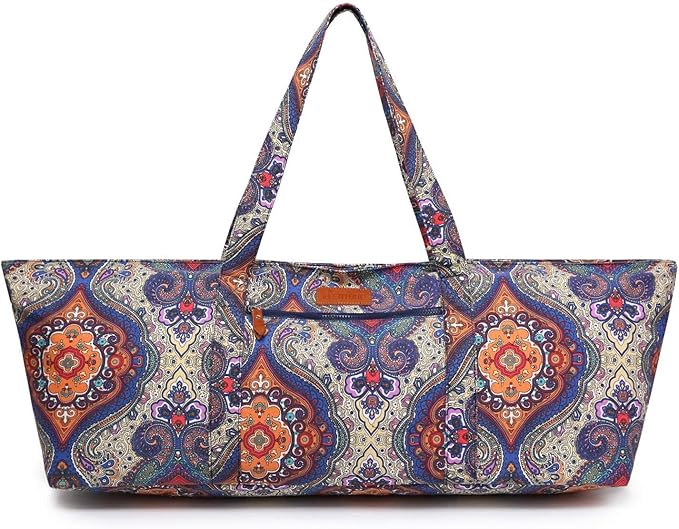 ELENTURE Large Yoga Mat Bag for Women Men, Travel Gym Bag for Pilates Office Beach Workout, Yoga Mat Tote Carrier with Mat Strap for 1/4" 1/2" Thick Exercise Yoga Mat
