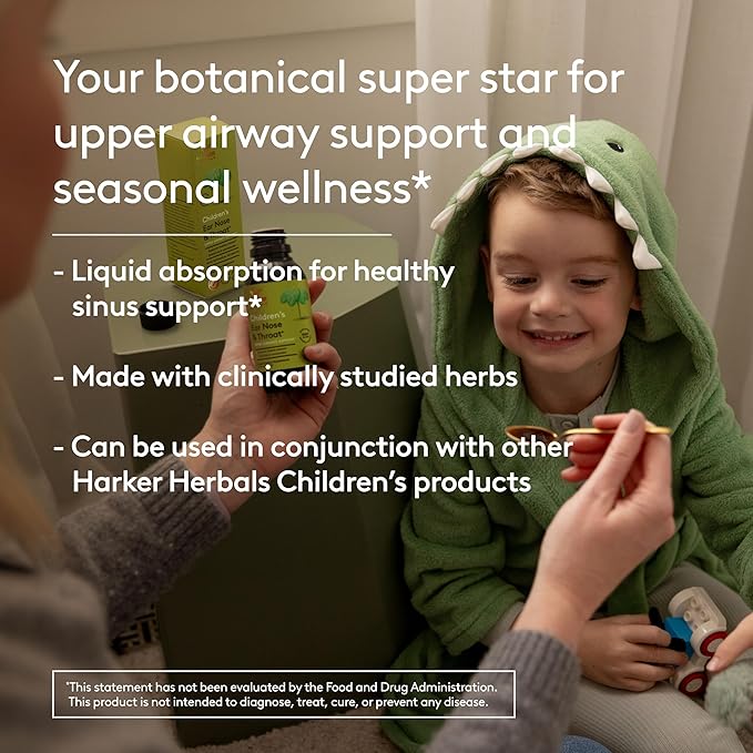 Children's Ear Nose & Throat Syrup, Herbal Formula for Sinuses & Seasonal Wellness Includes Echinacea, Pelargonium & Elderflower, Plant-Based - 5.1 Fl oz (30 Servings)