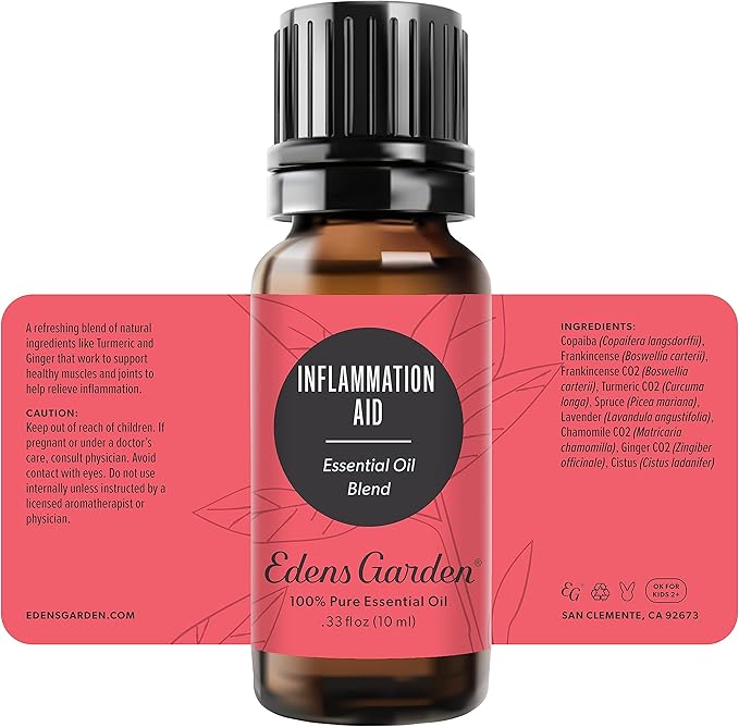 Edens Garden Inflammation Aid Essential Oil Blend- 100% Pure Premium Grade, Undiluted, Natural, Therapeutic, Aromatherapy, The Best for Skin, Face, Humidifiers 10 ml (.33 fl oz)