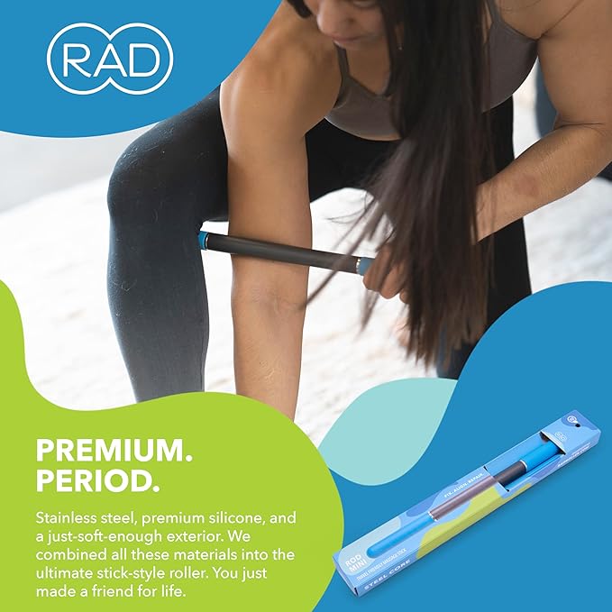 RAD Rod Mini – 16in Compact Deep Tissue Massage Roller Stick – Travel-Ready Myofascial Release Tool for Legs, Back, Neck, Arms & Shoulders – Muscle Roller for Mobility & Recovery