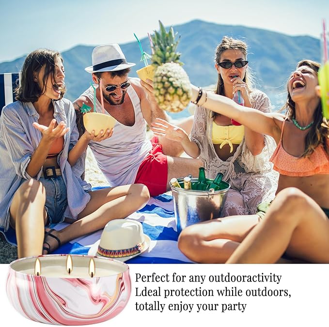4 Pack Citronella Candles-3 Wick Scented Candles,Outdoor Candle Bulk 12 oz Large Candle Gift for Patio,Summer Gifts,Anniversaries GIF.