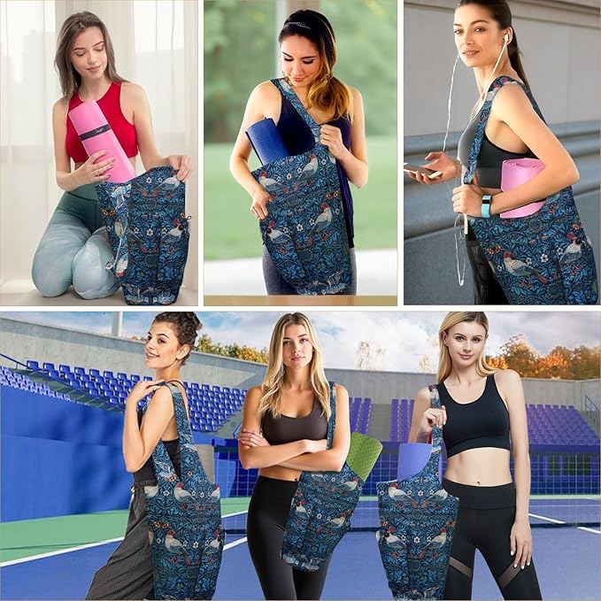 saniwu Yoga Mat Bag Carrier for Women Workout Large Waterproof with Zipper Pocket, Keychain and Wide Shoulder Straps
