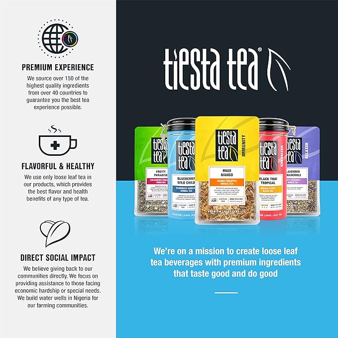 Tiesta Tea - Dried Hibiscus, Loose Leaf, Cut & Sifted Hibiscus Flower, Premium Blend, Non-Caffeinated, Make Hot or Iced & Brews Up to 200 Cups, 16 Ounce Resealable Bulk Pouch