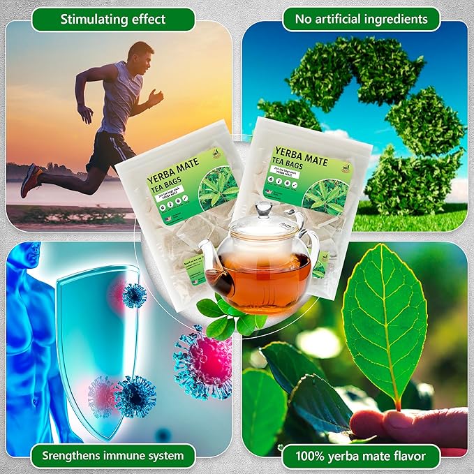 Yerba Mate Tea - Green Cut & Sifted - Unsmoked Energy Boost - 400 Tea Bags - Packed with Nutrients - Your Perfect Coffee Replacement