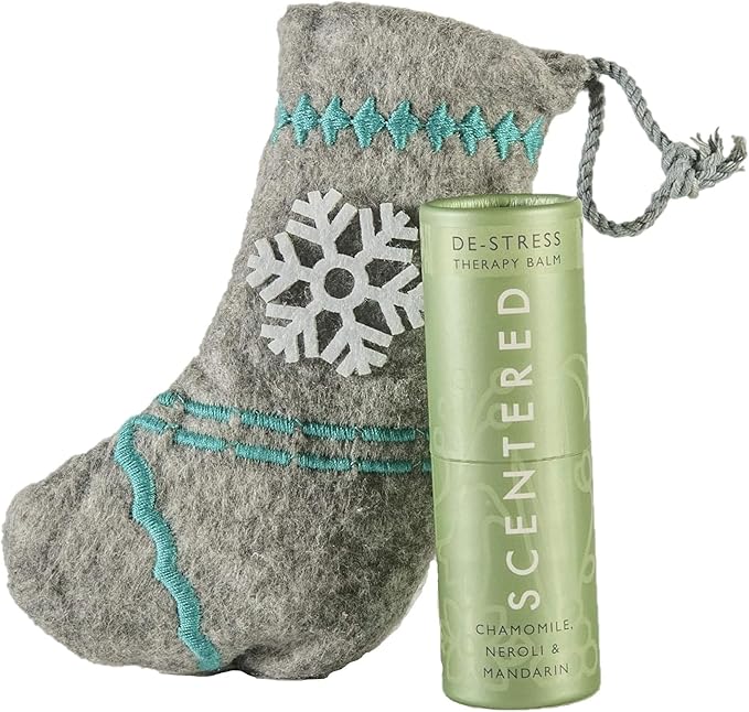 Scentered De-Stress Aromatherapy Essential Oils Balm Christmas Stocking Gift - for Calming Relaxation & Relief - Chamomile, Cedarwood, Rosemary - Self-Care Stocking Stuffers for Women