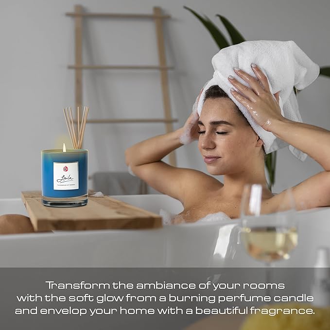 Geir Ness Laila Perfume Candle - Soy Wax Scented Candles For Home, Bathroom and Spa Room - Cotton Wick- Long Lasting Burn and Scent - Aromatherapy Candle with Relaxing Clean Fragrance