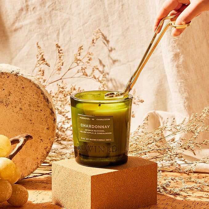 Rewined - Premium Chardonnay Scented Candles, 10 oz. - Velvety Smooth, Smoky Scented with Notes of Orange Blossom, Yellow Apple & Sandalwood - Non Toxic Candles